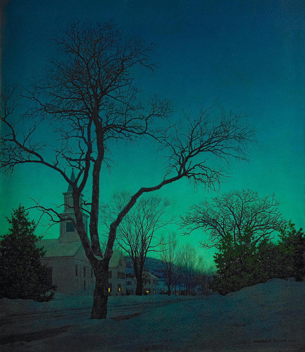‘Village Street, Winter’ (Maxfield Parrish)
